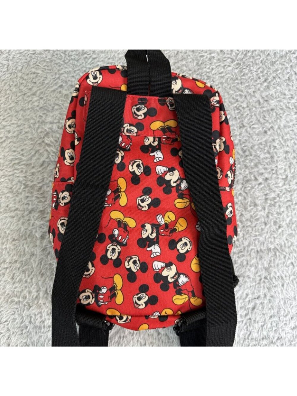 Disney Mickey Mouse Mini Backpack Red With Adjustable Straps & Zippered Pocket - Picture 9 of 11
